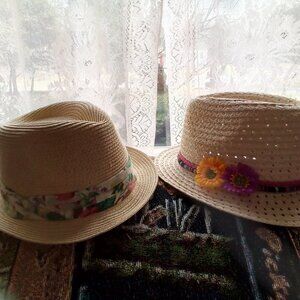 Lot of 2 Girls Spring Summer Easter Hats Flowers and Floral Band NWOT Sonoma